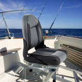 2-Pack Folding High Back Boat Chairs with Sponge Padding and Fixing Bolts-Black