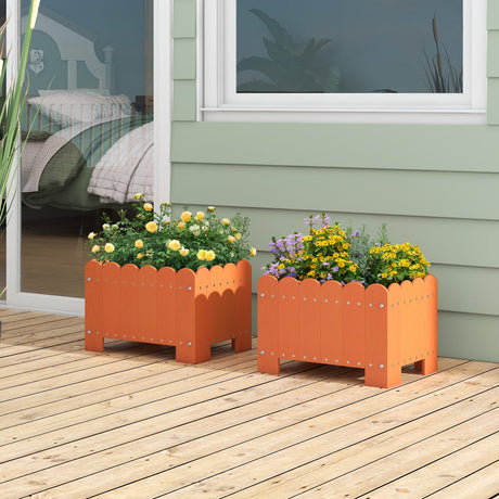 Paquete de 2 jardineras rectangulares con orificios de drenaje para jardín, balcón, porche delantero