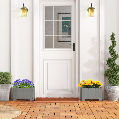 Paquete de 2 jardineras rectangulares con orificios de drenaje para jardín, balcón, porche delantero