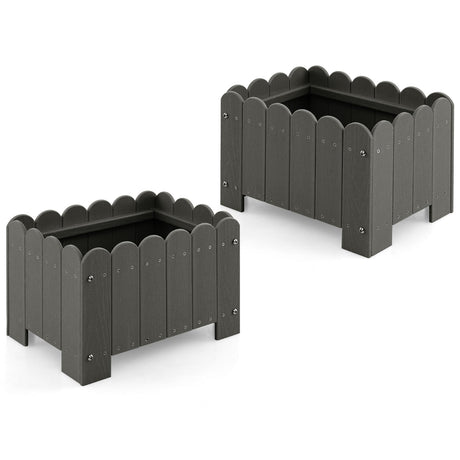 Paquete de 2 jardineras rectangulares con orificios de drenaje para jardín, balcón, porche delantero