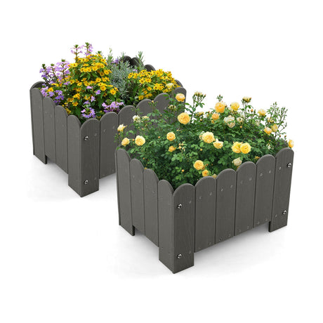 Paquete de 2 jardineras rectangulares con orificios de drenaje para jardín, balcón, porche delantero