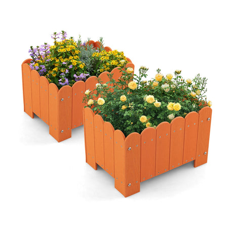 Paquete de 2 jardineras rectangulares con orificios de drenaje para jardín, balcón, porche delantero