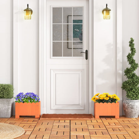 Paquete de 2 jardineras rectangulares con orificios de drenaje para jardín, balcón, porche delantero
