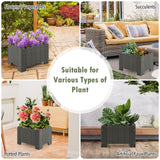 2 Pack Rectangular Planter Box with Drainage Gaps for Front Porch Garden Balcony