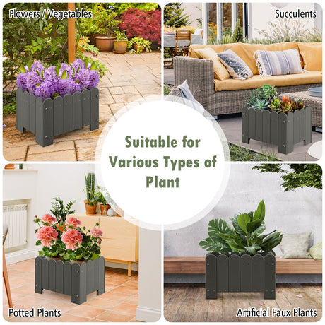 Paquete de 2 jardineras rectangulares con orificios de drenaje para jardín, balcón, porche delantero
