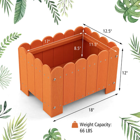 Paquete de 2 jardineras rectangulares con orificios de drenaje para jardín, balcón, porche delantero