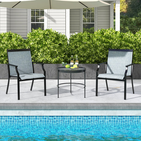 2 Sillas de Comedor de Patio Sillas de Exterior Grandes con Asiento Transpirable y Estructura Metálica