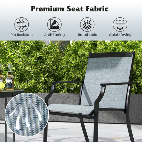 2 Sillas de Comedor de Patio Sillas de Exterior Grandes con Asiento Transpirable y Estructura Metálica