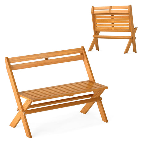 Banco de jardín para patio de madera de acacia para 2 personas con capacidad de 800 lb