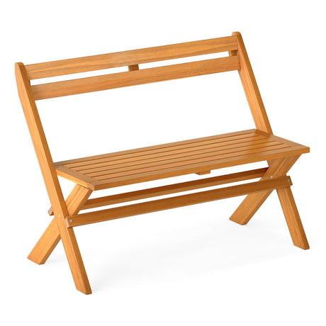 Banco de jardín para patio de madera de acacia para 2 personas con capacidad de 800 lb