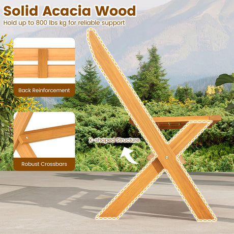 Banco de jardín para patio de madera de acacia para 2 personas con capacidad de 800 lb