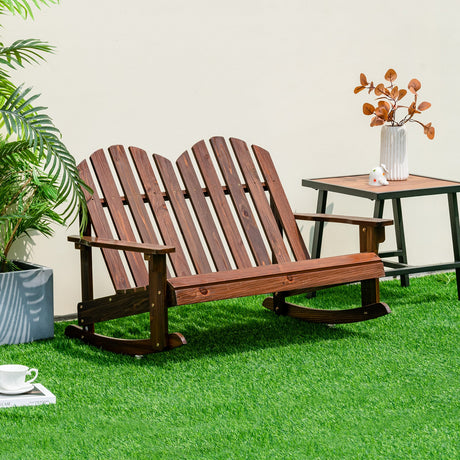Mecedora Adirondack para 2 personas con asiento de listones