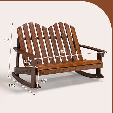 Mecedora Adirondack para 2 personas con asiento de listones