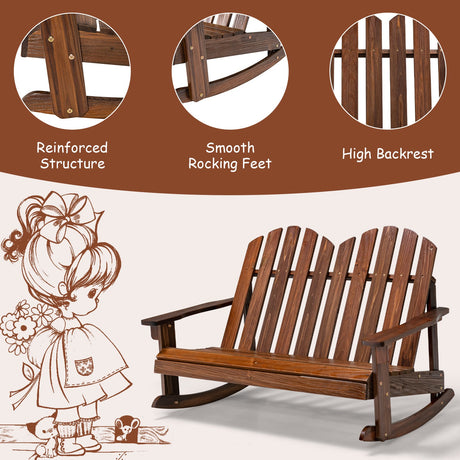 Mecedora Adirondack para 2 personas con asiento de listones