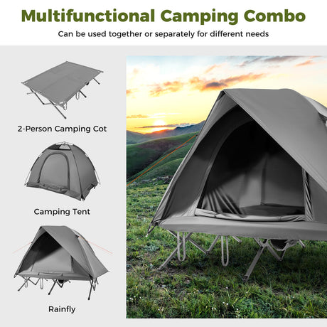 Tienda de campaña plegable para 2 personas, combo de camping elevado para adultos