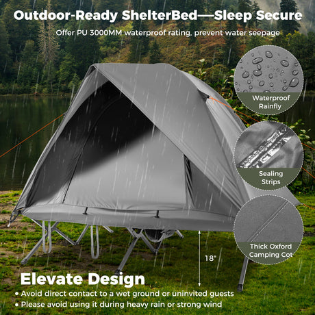 Tienda de campaña plegable para 2 personas, combo de camping elevado para adultos
