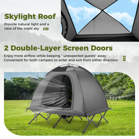 Tienda de campaña plegable para 2 personas, combo de camping elevado para adultos