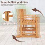 2-Person Outdoor Acacia Wood Glider Bench Patio Swing Rocking Loveseat