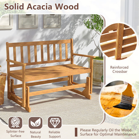 Balancín de jardín de madera de acacia para 2 personas