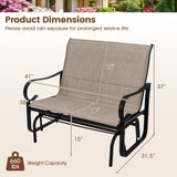 2-Person Outdoor Glider Bench with High Backrest-Brown