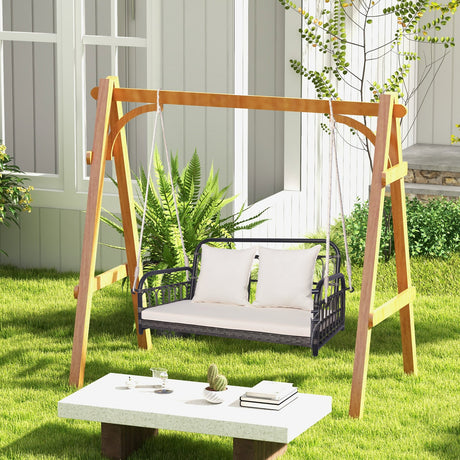 Sillón Colgante de Exterior para 2 Personas con Cuerdas-Gris