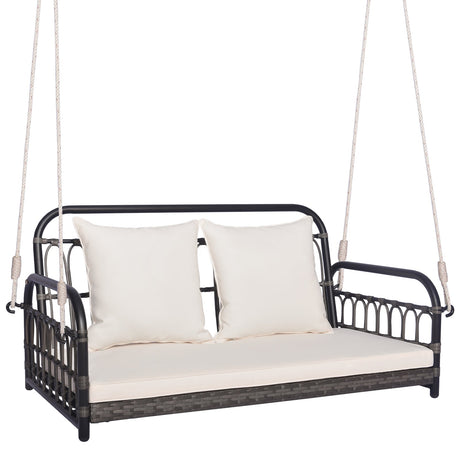 Sillón Colgante de Exterior para 2 Personas con Cuerdas-Gris