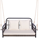 2-Person Outdoor Hanging Chair with Ropes-Gray