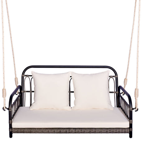 Sillón Colgante de Exterior para 2 Personas con Cuerdas-Gris