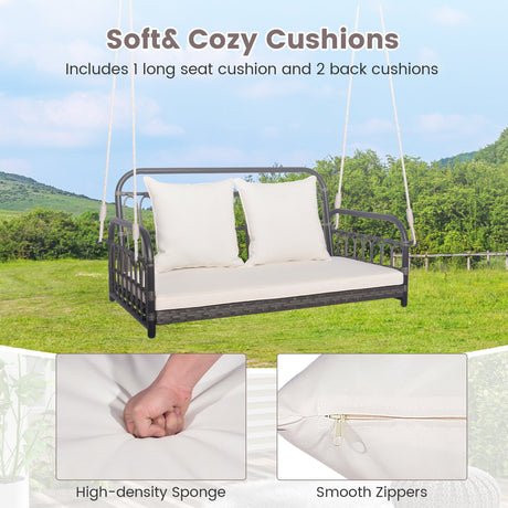 Sillón Colgante de Exterior para 2 Personas con Cuerdas-Gris