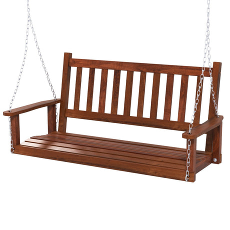 Columpio de porche de madera para exteriores de 2 personas con capacidad de peso de 500 lb