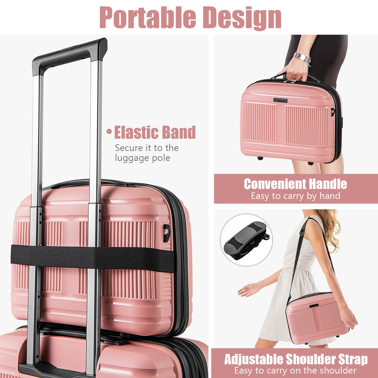 2-Piece Luggage Set 20 Inch Carry-on Suitcase and 14 Inch Cosmetic Case