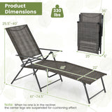 Tumbonas Plegables para Patio de 2 Piezas con Respaldo Reclinable de 6 Niveles