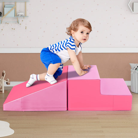Escalador con tobogán de 2 piezas para bebés y niños pequeños, juego de estimulación temprana de tela suave