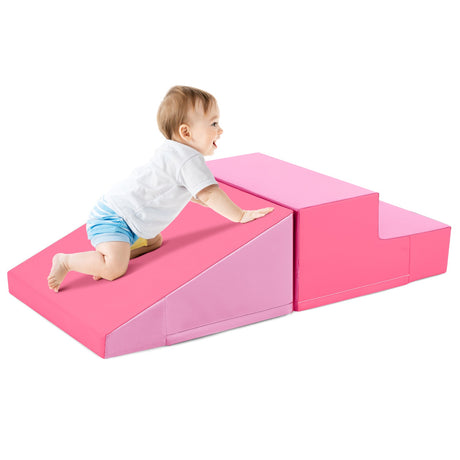 Escalador con tobogán de 2 piezas para bebés y niños pequeños, juego de estimulación temprana de tela suave