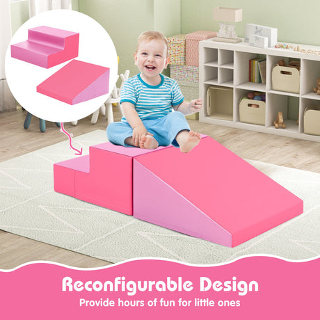 Escalador con tobogán de 2 piezas para bebés y niños pequeños, juego de estimulación temprana de tela suave