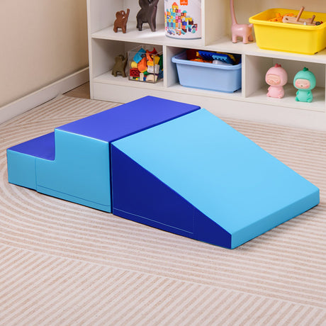 Escalador con tobogán de 2 piezas para bebés y niños pequeños, juego de estimulación temprana de tela suave