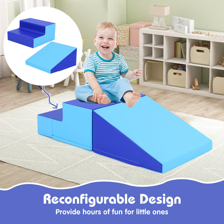 Escalador con tobogán de 2 piezas para bebés y niños pequeños, juego de estimulación temprana de tela suave