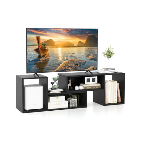 Mueble de TV ajustable de 2 piezas para televisores de hasta 55 pulgadas con cubos de almacenamiento