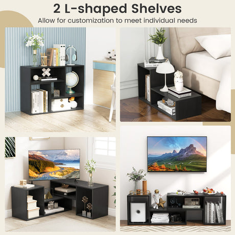 Mueble de TV ajustable de 2 piezas para televisores de hasta 55 pulgadas con cubos de almacenamiento