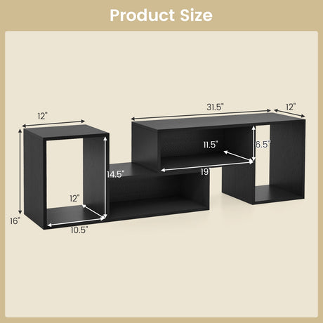 Mueble de TV ajustable de 2 piezas para televisores de hasta 55 pulgadas con cubos de almacenamiento