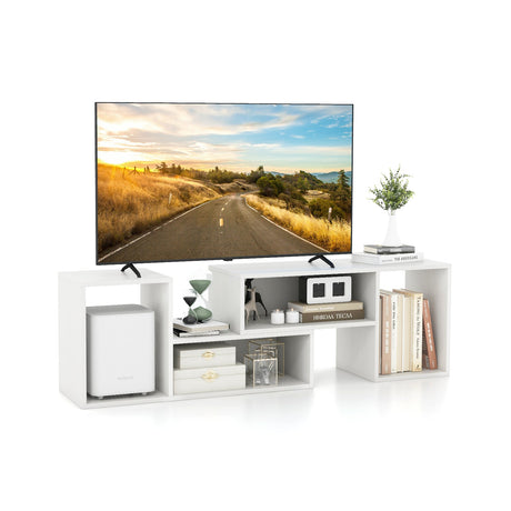 Mueble de TV ajustable de 2 piezas para televisores de hasta 55 pulgadas con cubos de almacenamiento
