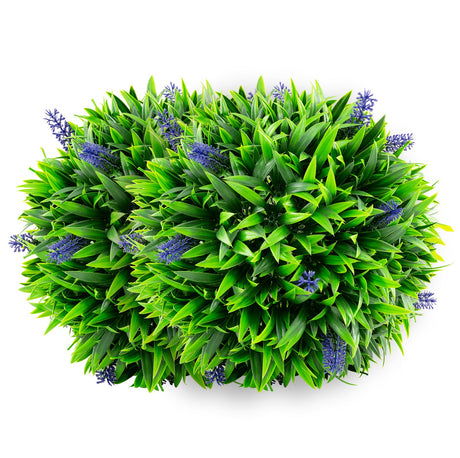 2 bolas de topiario de lavanda artificial con flores