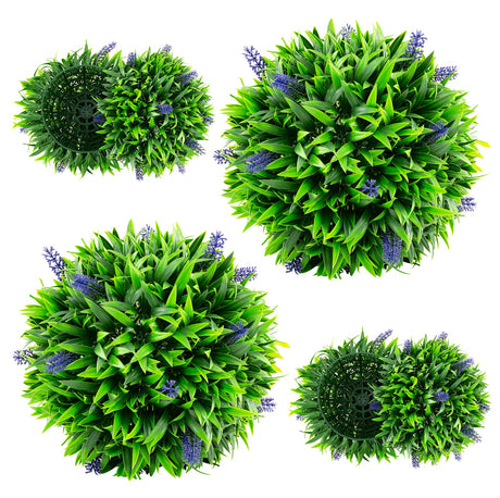 2 bolas de topiario de lavanda artificial con flores