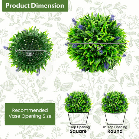 2 bolas de topiario de lavanda artificial con flores