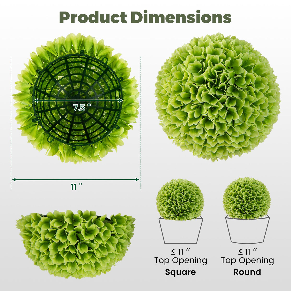 2 piezas de bolas topiarias de plantas artificiales, bolas decorativas de boj sintético