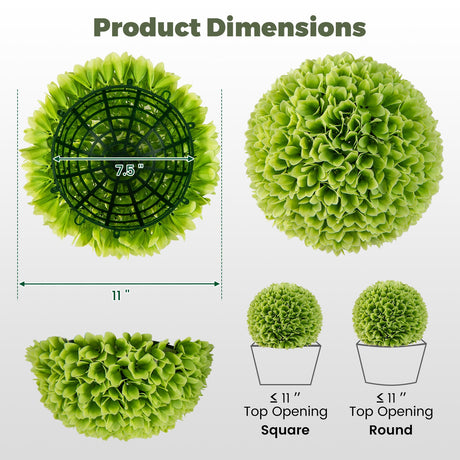 2 piezas de bolas topiarias de plantas artificiales, bolas decorativas de boj sintético