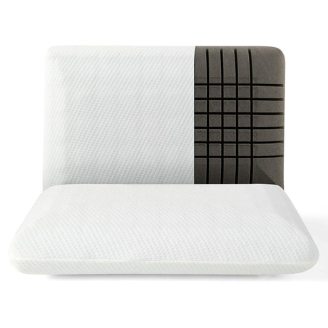 2 Almohadas de Espuma Viscoelástica de Carbón de Bambú para Aliviar el Dolor al Dormir
