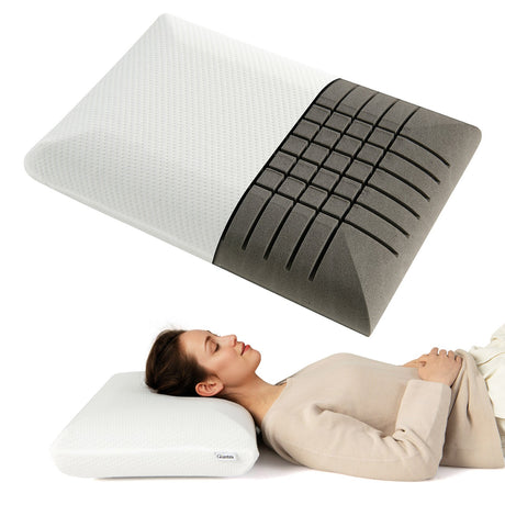 2 Almohadas de Espuma Viscoelástica de Carbón de Bambú para Aliviar el Dolor al Dormir