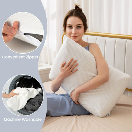 2 Almohadas de Espuma Viscoelástica de Carbón de Bambú para Aliviar el Dolor al Dormir