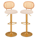 2 Pieces Bar Chairs with PE Rattan Backrest-360°Swivel and Height Adjustable